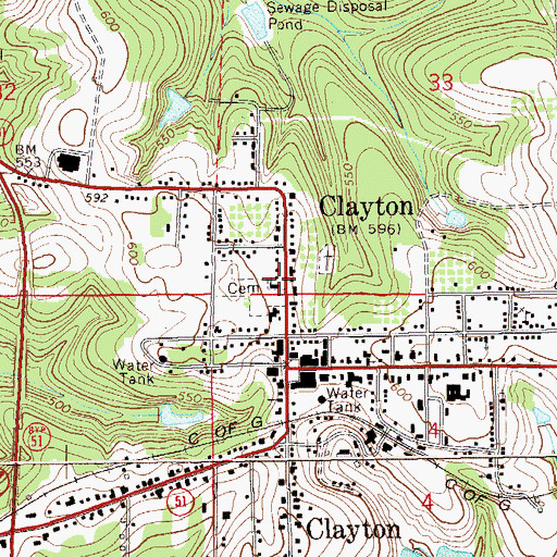 Topographic Map of Clayton United Methodist Church, AL