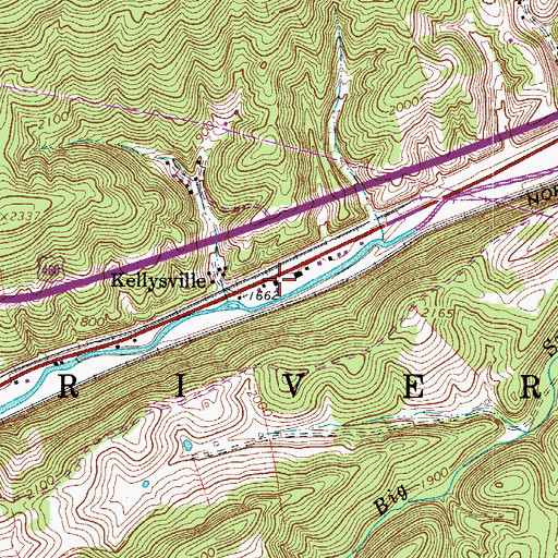 Topographic Map of Kellysville Post Office, WV