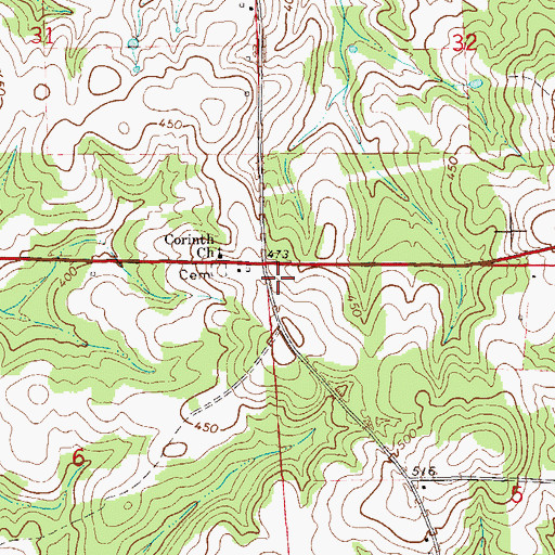 Topographic Map of Corinth School (historical), AL