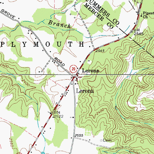 Topographic Map of Lerona Post Office, WV