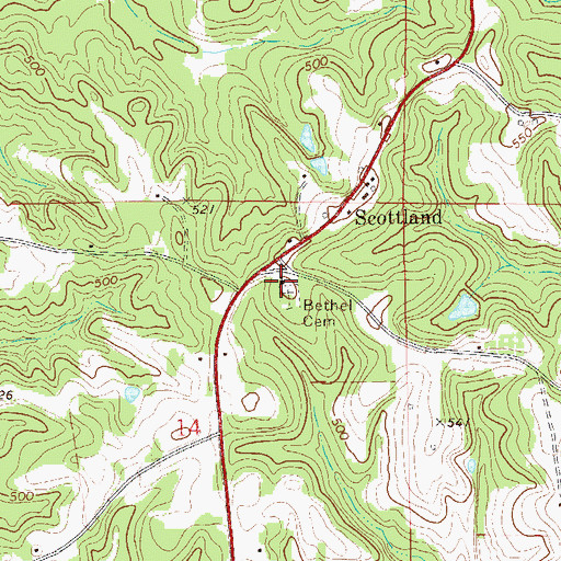 Topographic Map of Bethel Presbyterian Church, AL