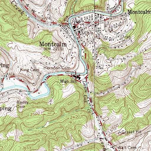 Topographic Map of Montcalm Post Office, WV