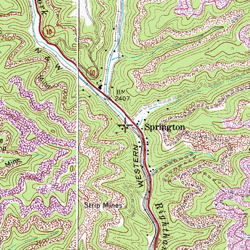 Topographic Map of Springton Post Office, WV