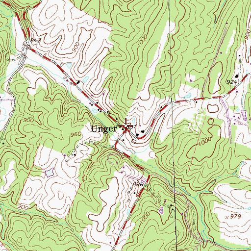 Topographic Map of Unger Post Office, WV