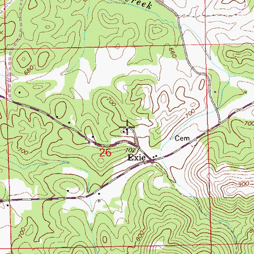 Topographic Map of Exie Church, AL