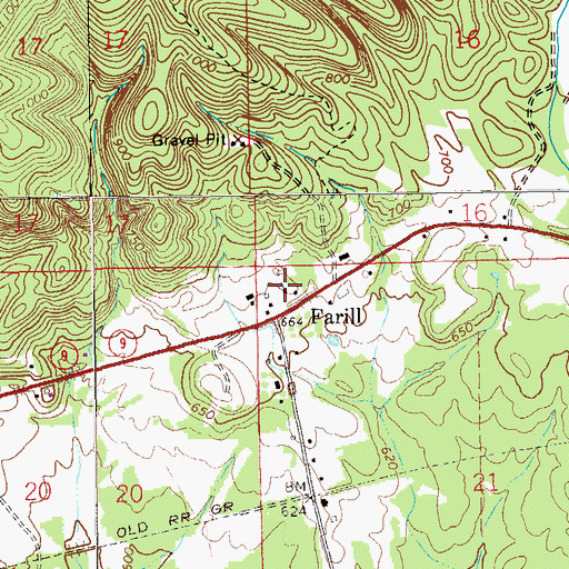 Topographic Map of Farill Baptist Church, AL