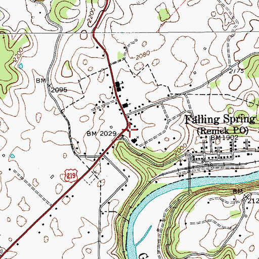 Topographic Map of Renick Post Office, WV