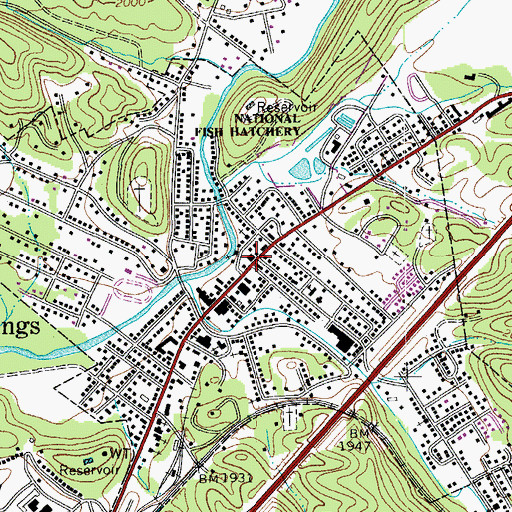 Topographic Map of White Sulphur Springs Post Office, WV