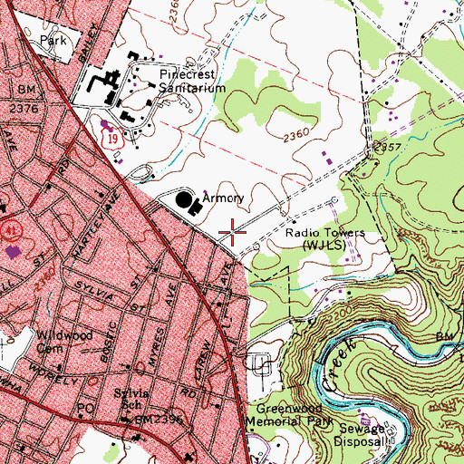 Topographic Map of WJLS-AM (Beckley), WV
