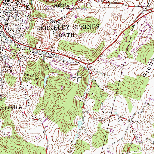 Topographic Map of WCST-AM (Berkeley Springs), WV