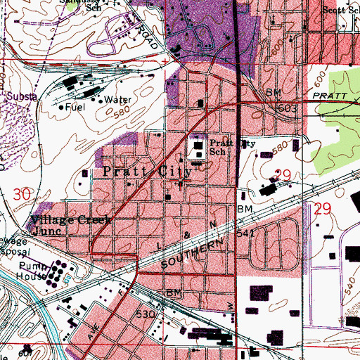 Topographic Map of McDowell Memorial Cumberland Presbyterian Church, AL
