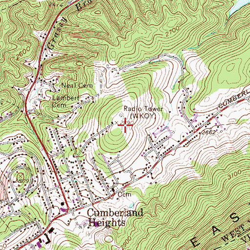 Topographic Map of WKOY-AM (Bluefield), WV