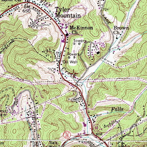 Topographic Map of WQBE-AM (Charleston), WV