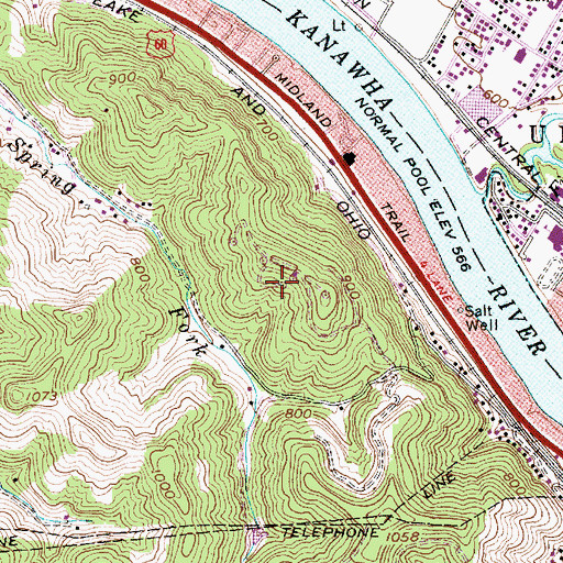 Topographic Map of WCHS-AM (Charleston), WV