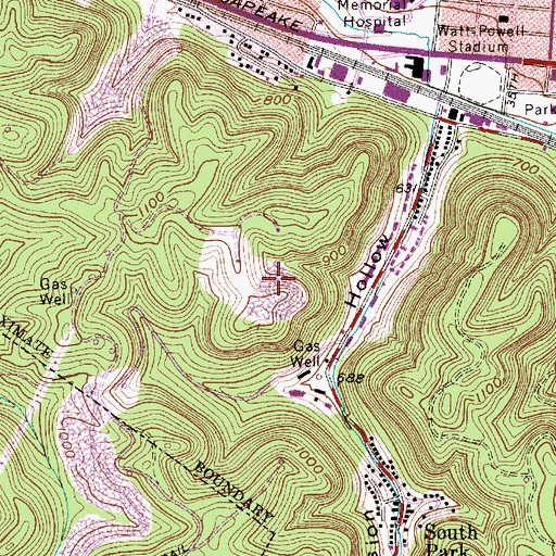 Topographic Map of WCAW-AM (Charleston), WV