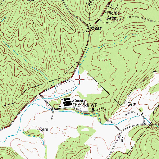 Topographic Map of WVMR-AM (Frost), WV