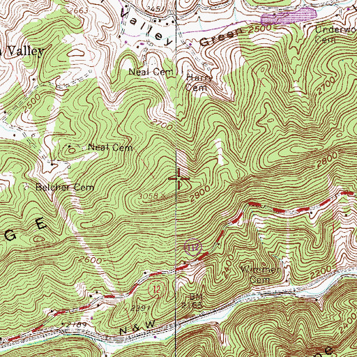 Topographic Map of WAMN-AM (Green Valley), WV