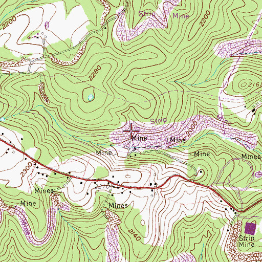 Topographic Map of WFSP-AM (Kingwood), WV