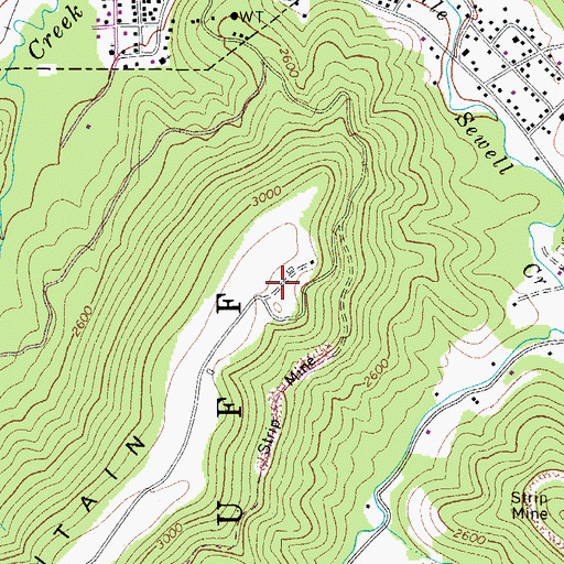 Topographic Map of WRRL-AM (Rainelle), WV