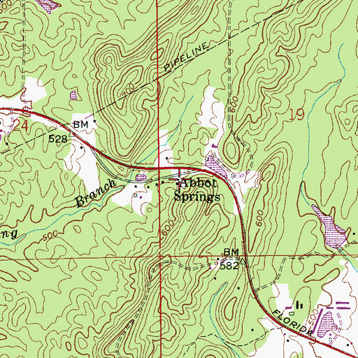Topographic Map of Abbot Springs, AL