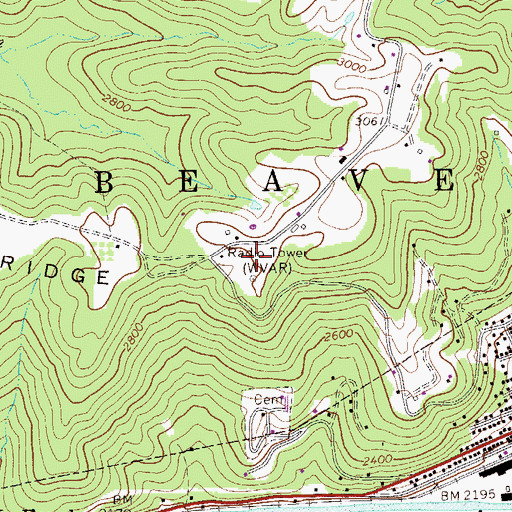 Topographic Map of WVAR-AM (Richwood), WV