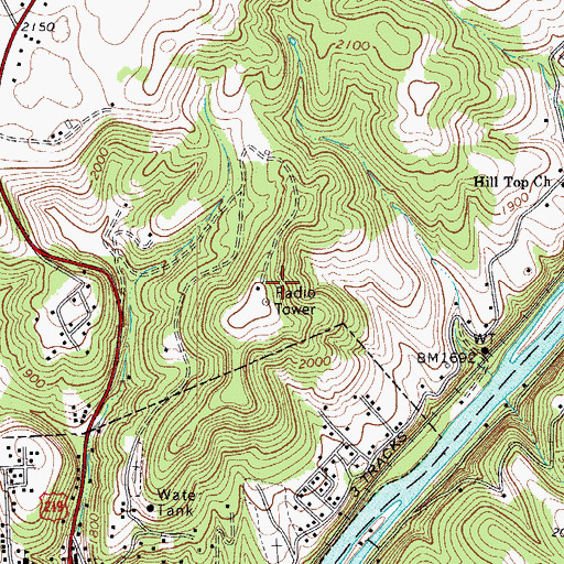 Topographic Map of WRON-AM (Ronceverte), WV
