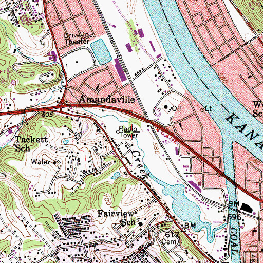 Topographic Map of WKAZ-AM (Saint Albans), WV