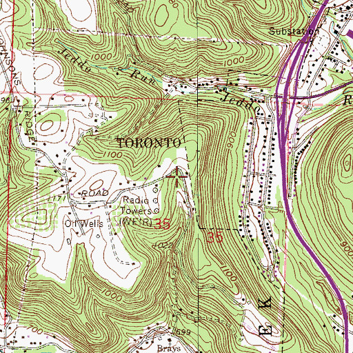 Topographic Map of WEIR-AM (Weirton), OH