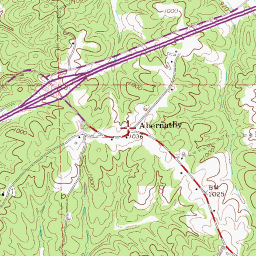 Topographic Map of Abernathy, AL