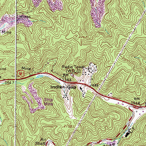 Topographic Map of WELC-AM (Welch), WV