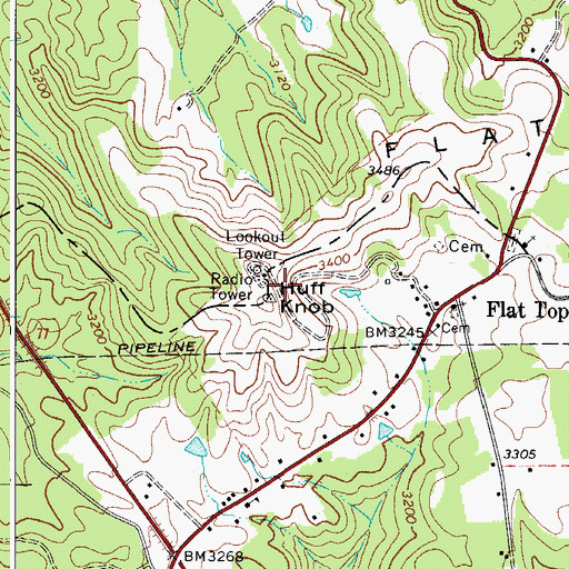 Topographic Map of WJLS-FM (Beckley), WV