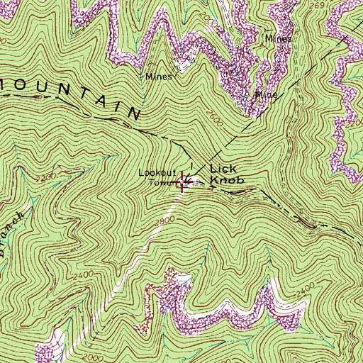 Topographic Map of WCIR-FM (Beckley), WV