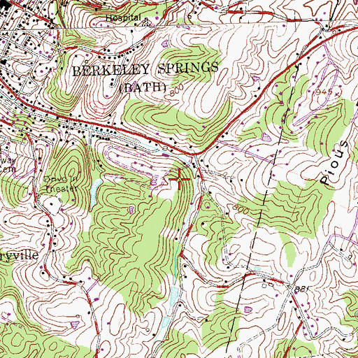 Topographic Map of WCST-FM (Berkeley Springs), WV