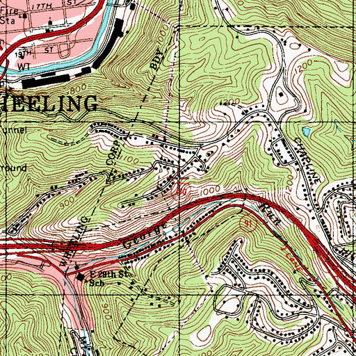 Topographic Map of WHLX-FM (Bethlehem), WV