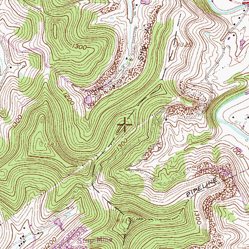 Topographic Map of WDCI-FM (Bridgeport), WV