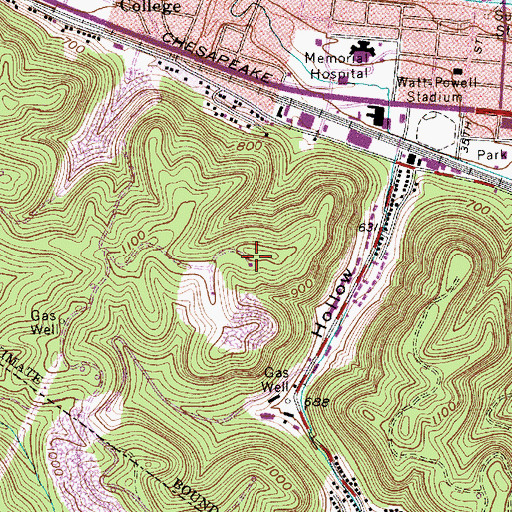 Topographic Map of WYQC-FM (Charleston), WV
