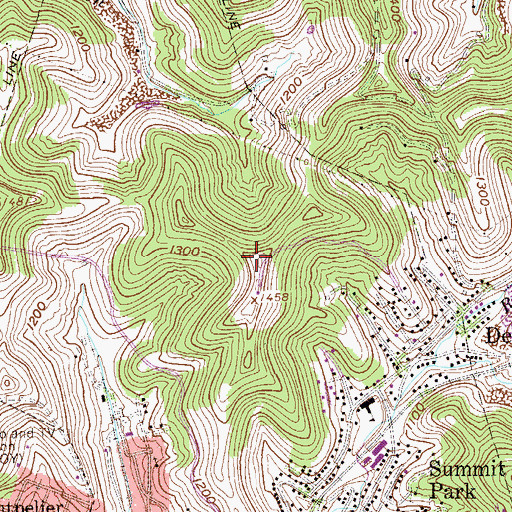 Topographic Map of WVHF-FM (Clarksburg), WV