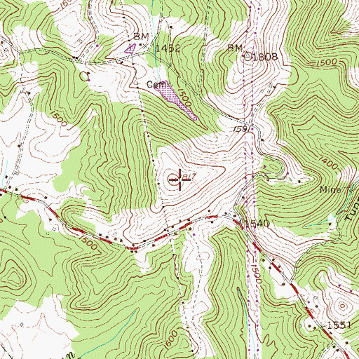 Topographic Map of WFGM-FM (Fairmont), WV