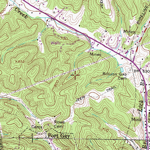 Topographic Map of WFGH-FM (Fort Gay), WV