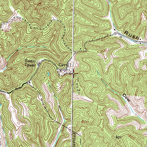 Topographic Map of WEMM-FM (Huntington), WV