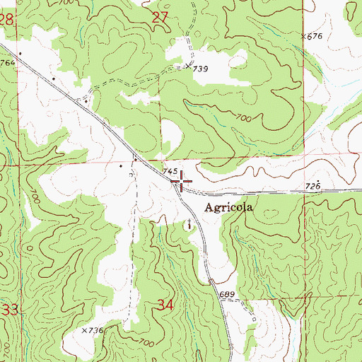 Topographic Map of Agricola, AL