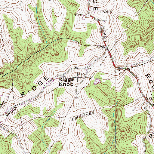 Topographic Map of WRKP-FM (Moundsville), WV