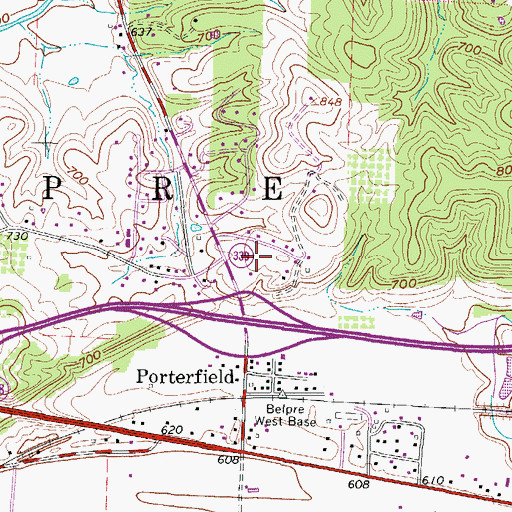 Topographic Map of WHCM-FM (Parkersburg), WV