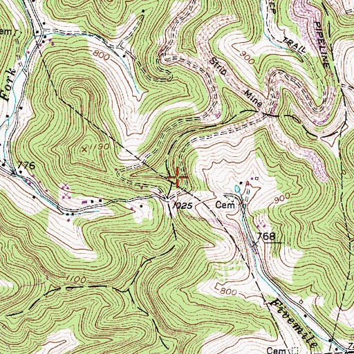 Topographic Map of WTUN-FM (Pocatalico), WV