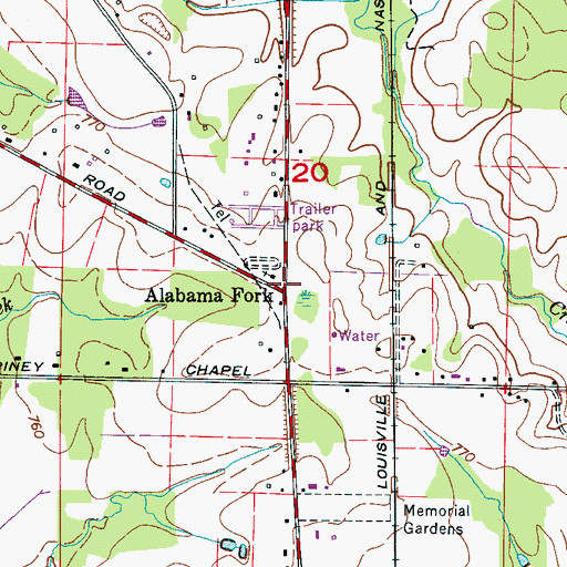 Topographic Map of Alabama Fork, AL