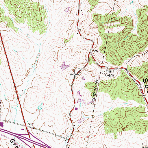 Topographic Map of WCEF-FM (Ripley), WV