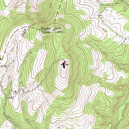 Topographic Map of WJJB-FM (Romney), WV