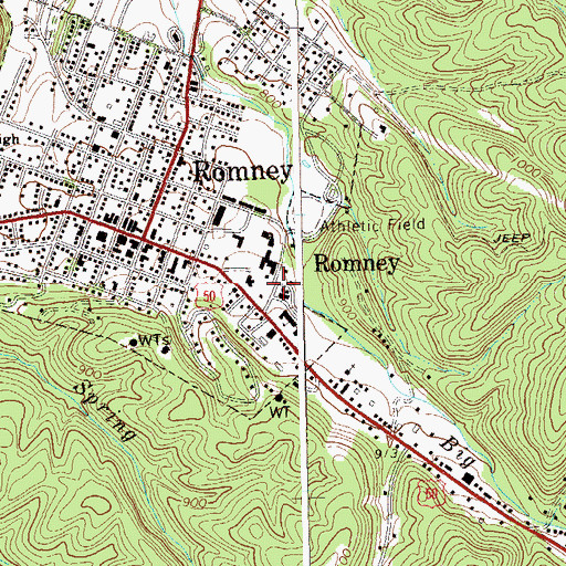 Topographic Map of WJGF-FM (Romney), WV