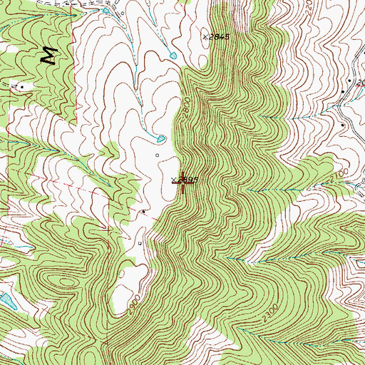 Topographic Map of WRON-FM (Ronceverte), WV