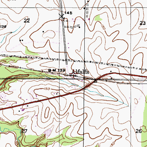 Topographic Map of Alfalfa, AL